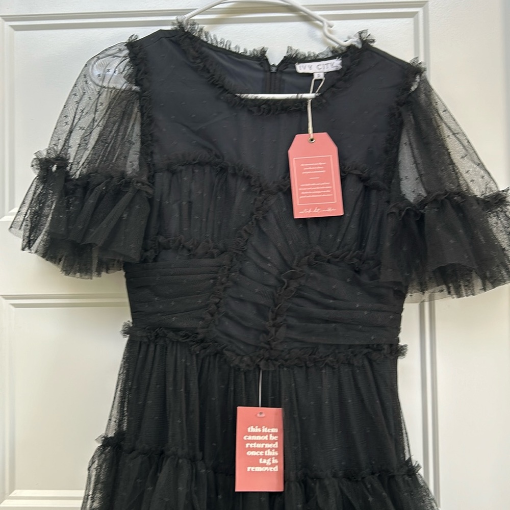 Ivy City Black Tulle Floor Length Dress for Wedding, Party, Gala